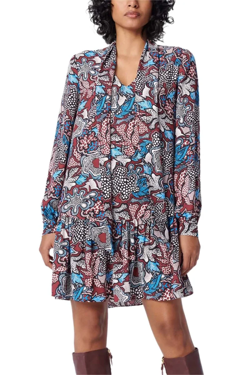 Рокли Dvf Akila Dress DVFDL3Q028FLPWP B2362 floral patch wine pink