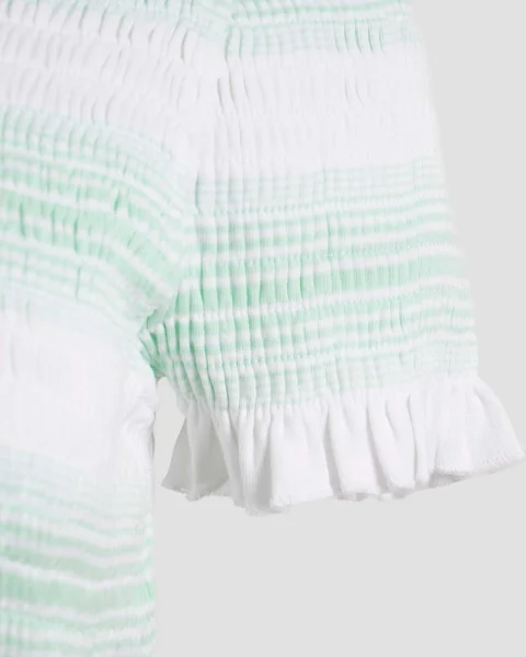 Stripe Shirred Polo Shirt — снимка 4