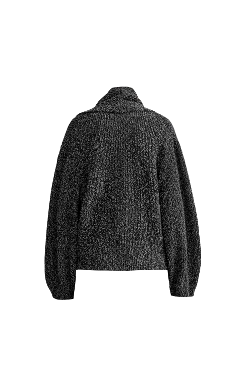 Shawl-Lapel Cardigan in Black/White — снимка 2