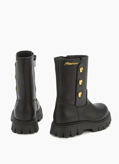 Кожени ботуши с 'bear' копчета Moschino Kids — снимка 3