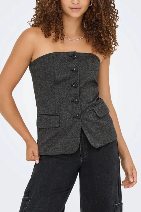 Top Onlmarnie S/L But Tube Tlr 15357612 BS000088 dark grey melange — снимка 2