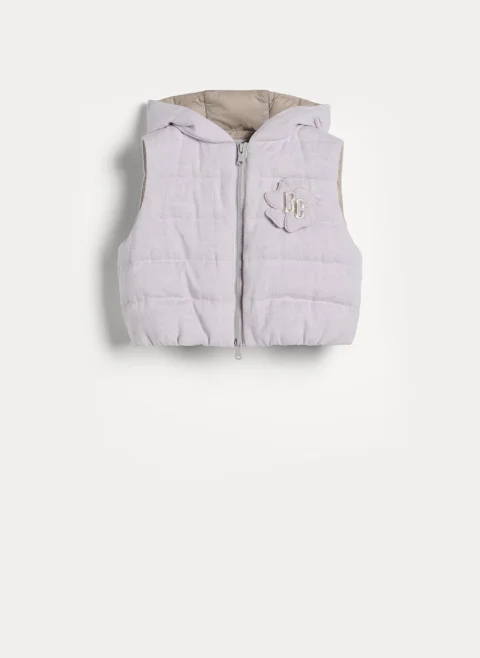 Пухен елек от лен с 3D детайл Brunello Cucinelli Kids 4-6