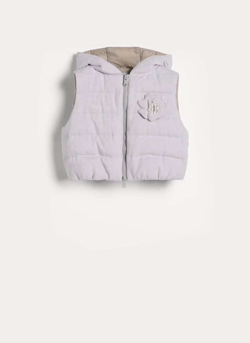 Пухен елек от лен с 3D детайл Brunello Cucinelli Kids 4-6