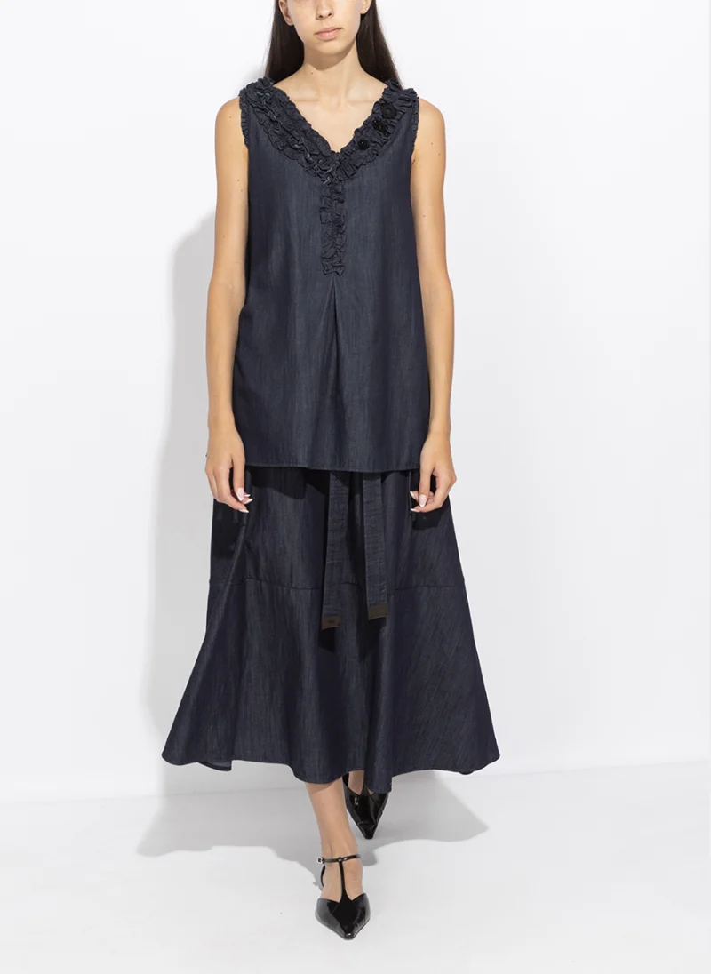 Топ от деним с рюш детайли 'S Max Mara Stmpiuma