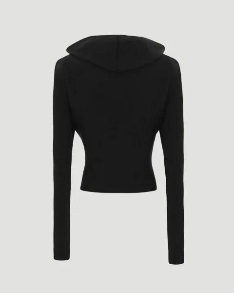 Cropped Hooded Top in Black — снимка 2