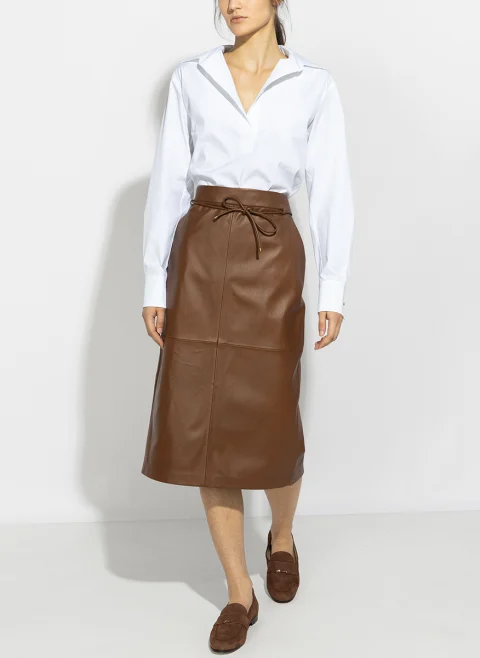 Пола от естествена кожа Max Mara Mxmfantino — снимка 7