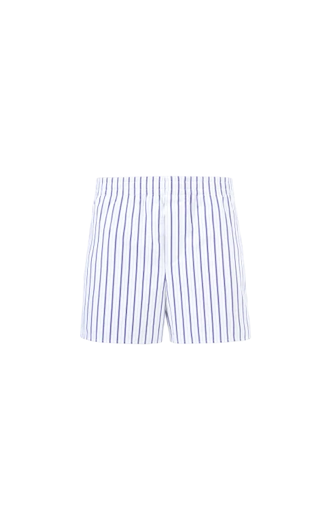 White & Blue Cotton Elasticated Shorts