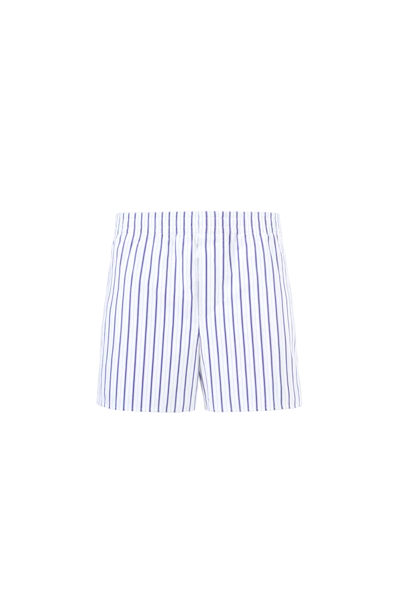 White & Blue Cotton Elasticated Shorts