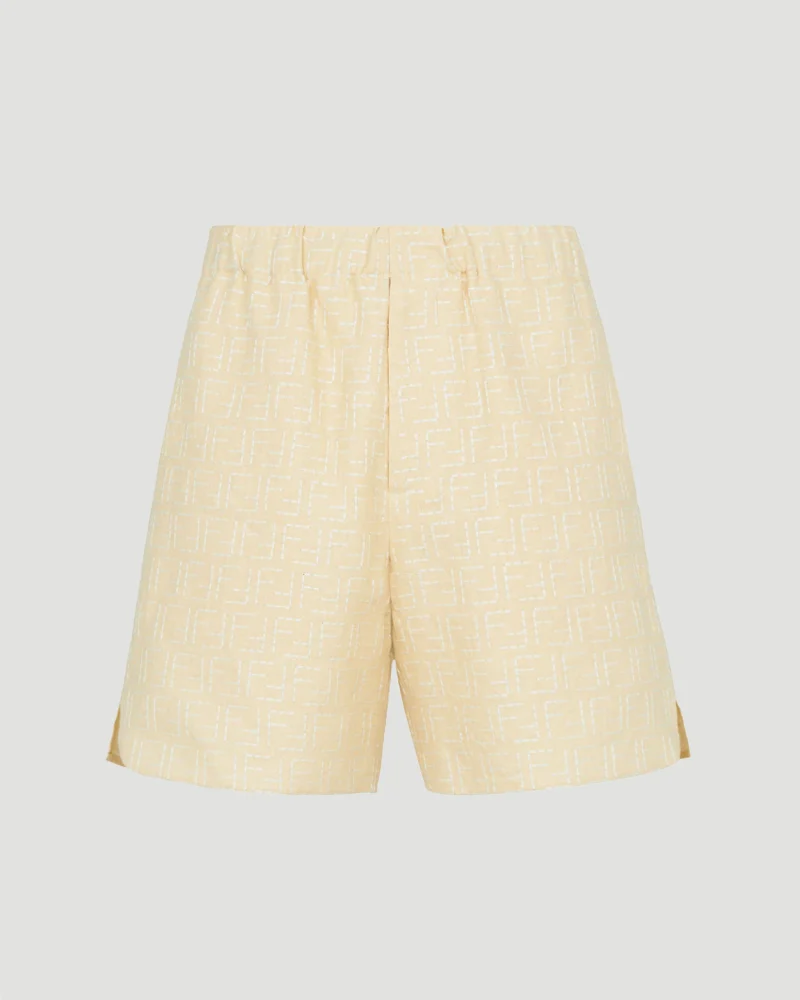 Yellow Linen FF Jacquard Shorts