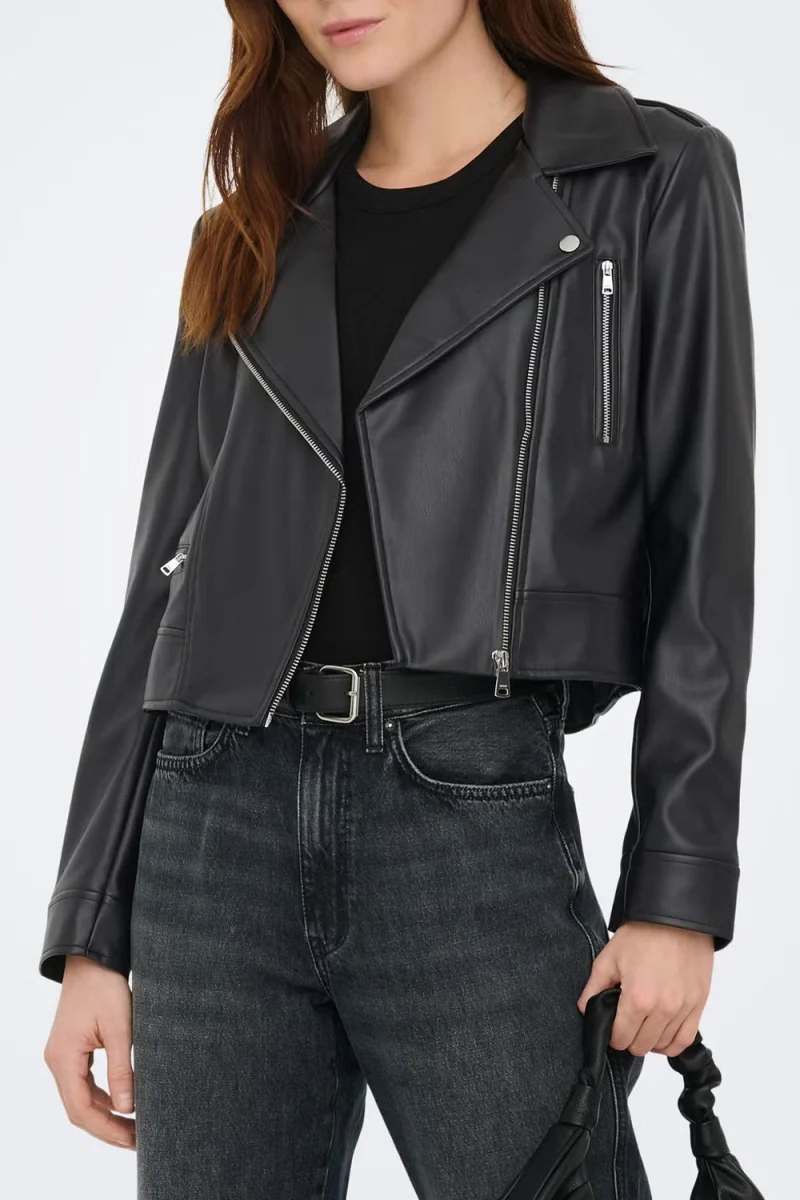 Яке Onlcarmen Faux Leather Biker 15361396 C-N10 black — снимка 2