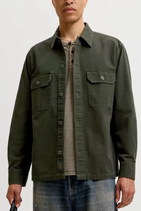 Риза Jjecolton Canvas Overshirt 12298629 19-0509 TCX rosin — снимка 2