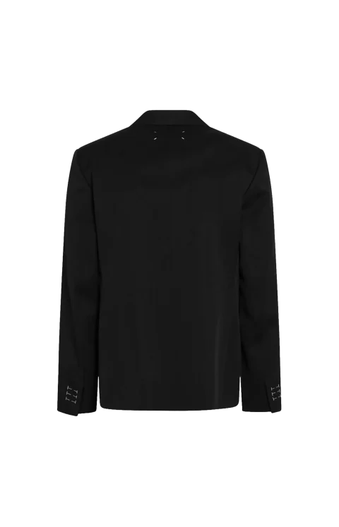 Black Wool Single-Breasted Jacket — снимка 2