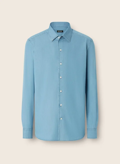 Риза от деним 'Bleached finish' Zegna — снимка 5