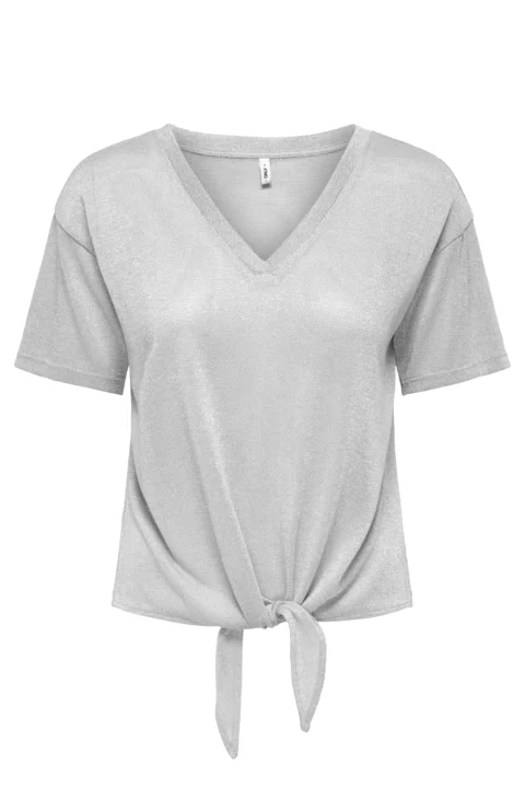 Top Onlamber Life S/S Knot Shine 15369755 BS000086 light grey melange