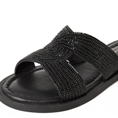 Дамски Равни Чехли TAMARIS – 1-27113-42-0B3 BLACK GLAM — снимка 4