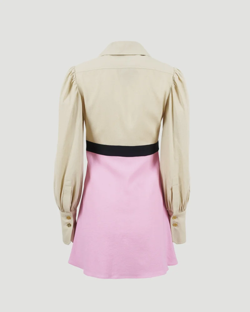 Two-Tone Mini Shirt Dress — снимка 2