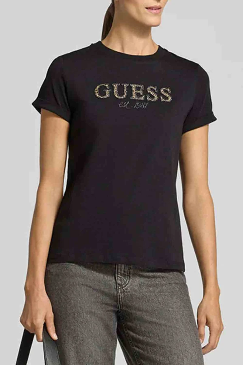 T-Shirt Cn Leopard Lurex Logo W6BI22K6042 jblk jet black a996 — снимка 2