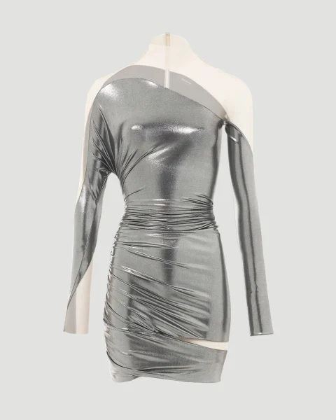 Impossible Neckline Dress in Silver
