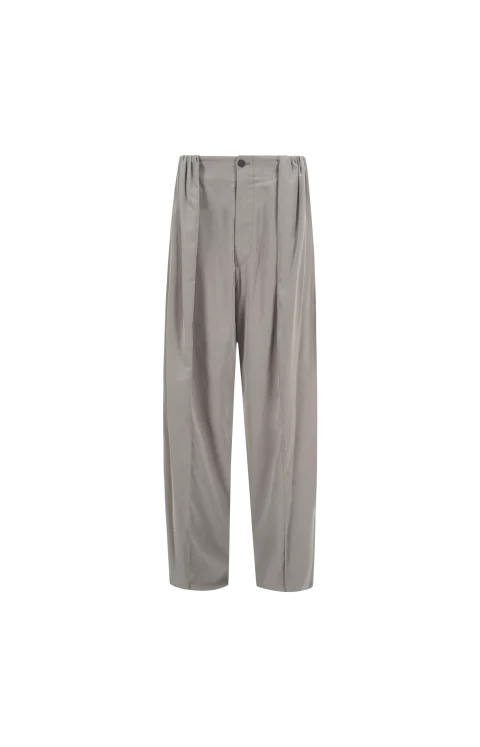 Oversized Trousers in Solid Suede-Effect Sateen