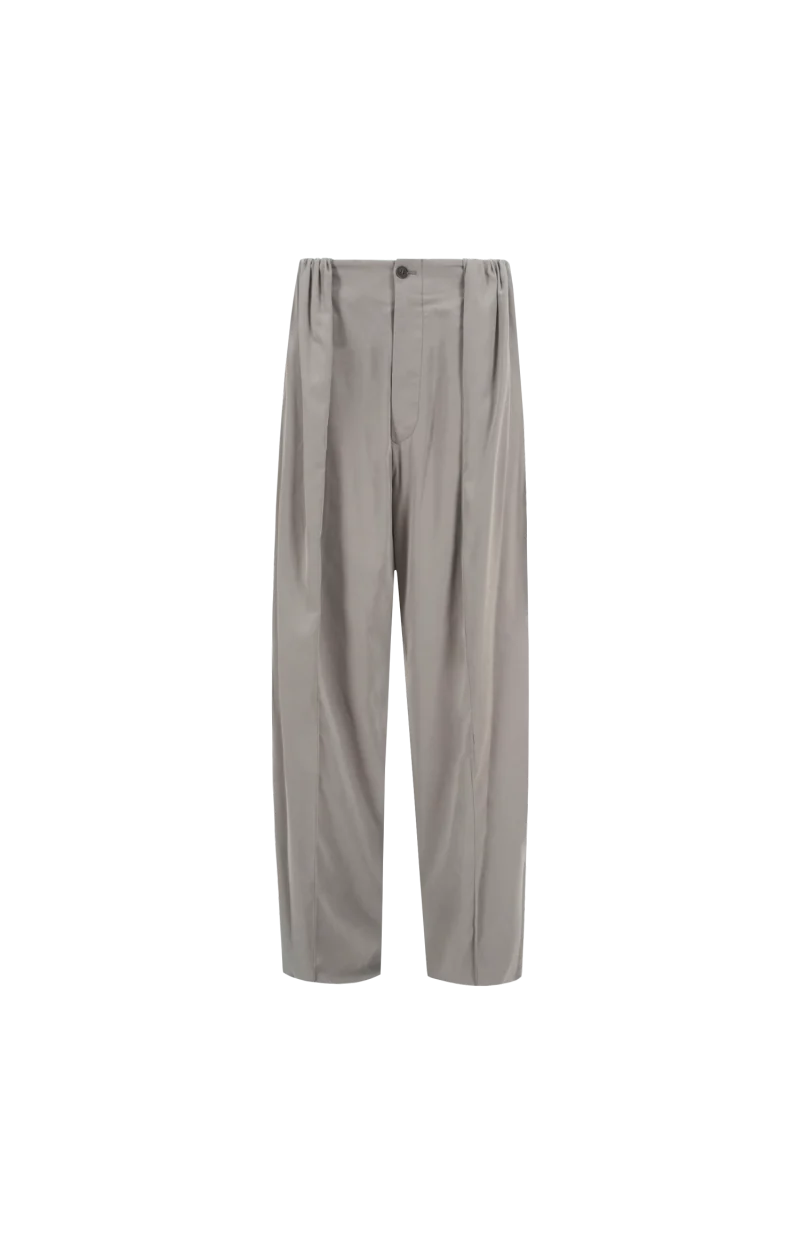 Oversized Trousers in Solid Suede-Effect Sateen