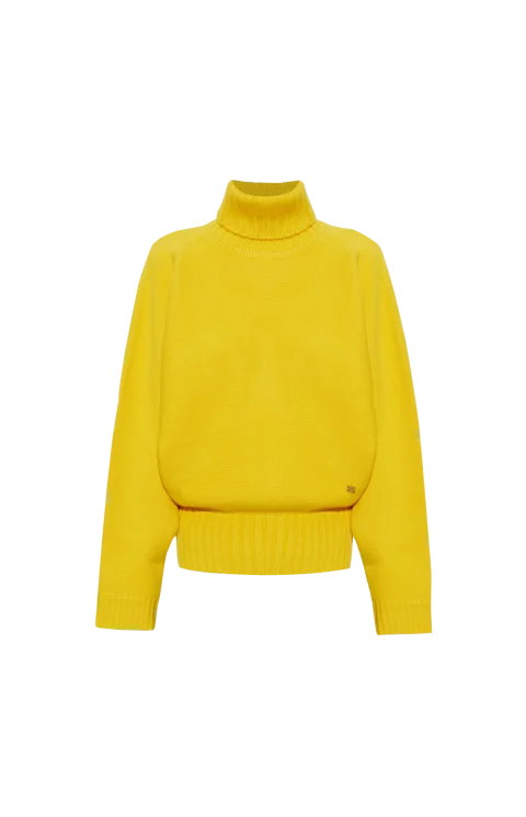 Double Knit Turtleneck Sweater in Lemon