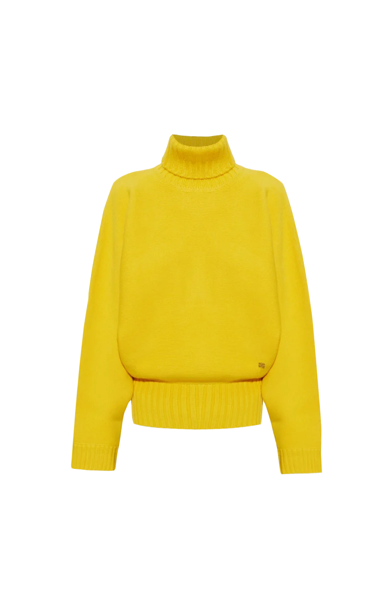 Double Knit Turtleneck Sweater in Lemon