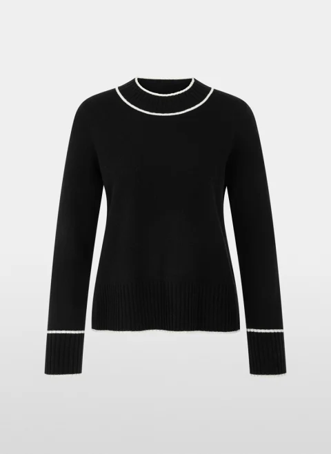 Пуловер от фина вълна с контрастни детайли Marc Cain Sports — снимка 6