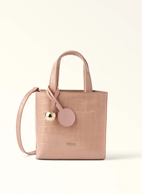 Мини чанта Tote Furla Divide It Cloudy Pink