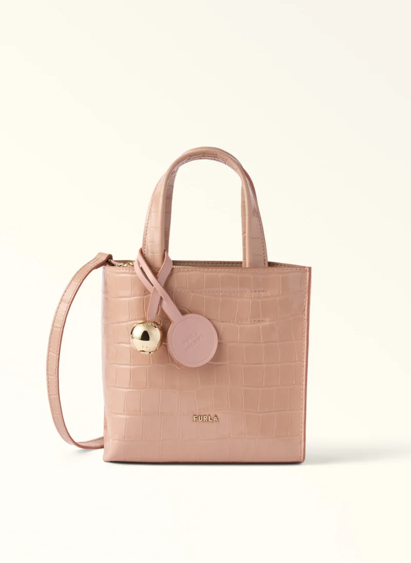 Мини чанта Tote Furla Divide It Cloudy Pink