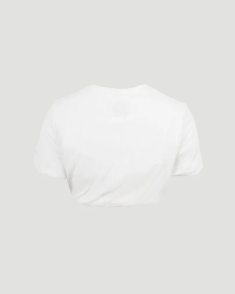 Padded Crop Top in Stretch Silk Chiffon — снимка 2