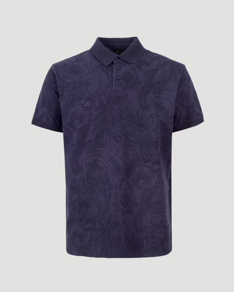 Paisley Jacquard Polo Shirt in Navy