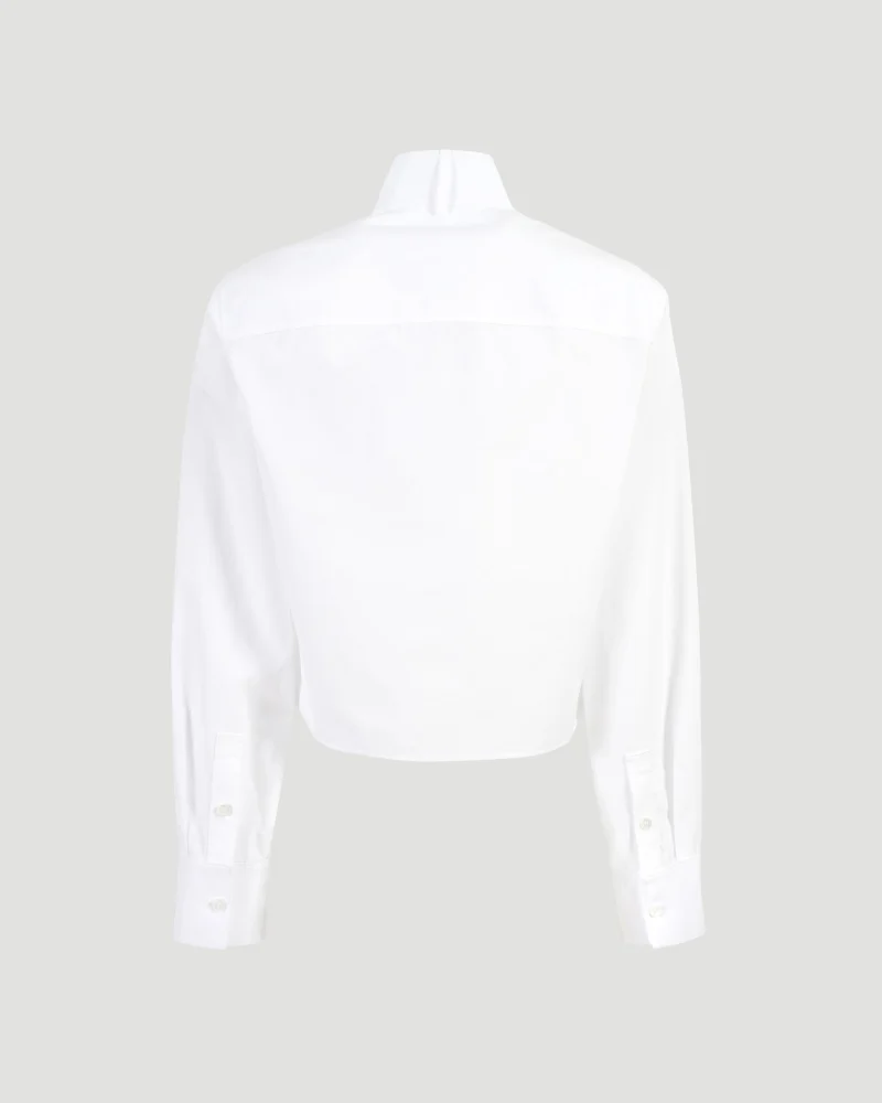 Cropped Buckle Poplin Shirt — снимка 3