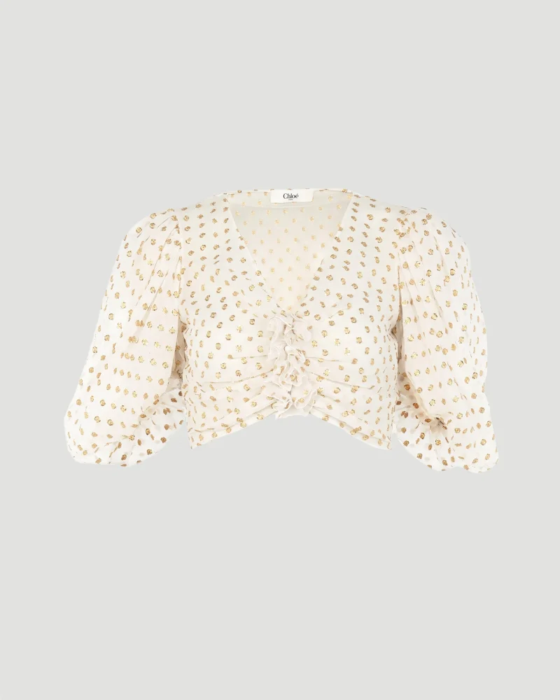 Fluid Cropped Top in Silk Jacquard and Lurex