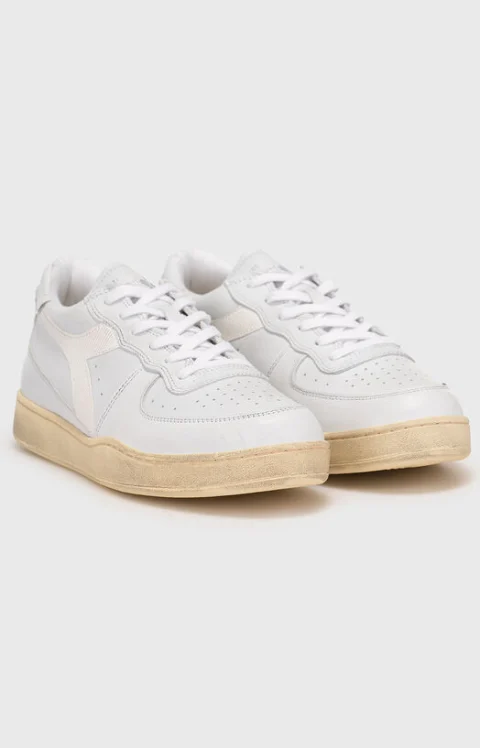 Бели спортни обувки MI BASKET LOW с екрю подметка — снимка 2
