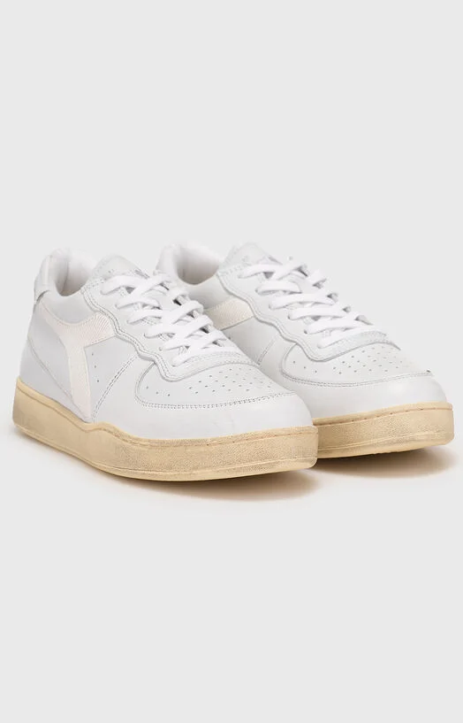Бели спортни обувки MI BASKET LOW с екрю подметка — снимка 2