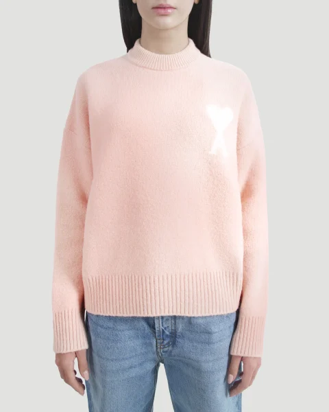 Alpaca Ami de Coeur Crewneck Sweater in Pink — снимка 2