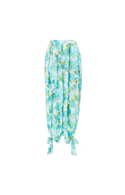 Fluid Pleated Pants in Silk Jacquard