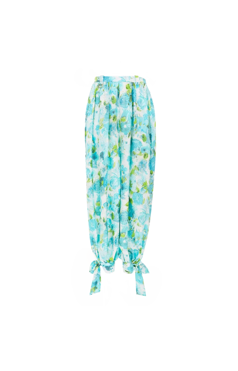 Fluid Pleated Pants in Silk Jacquard