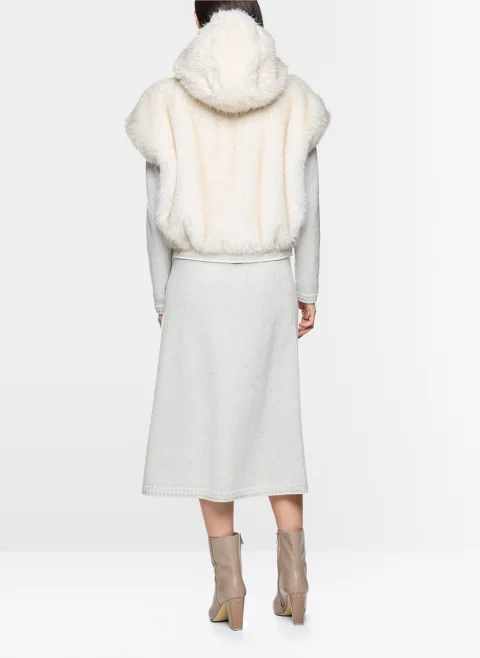 Елек от еко кожа с косъм Marc Cain Additions — снимка 3