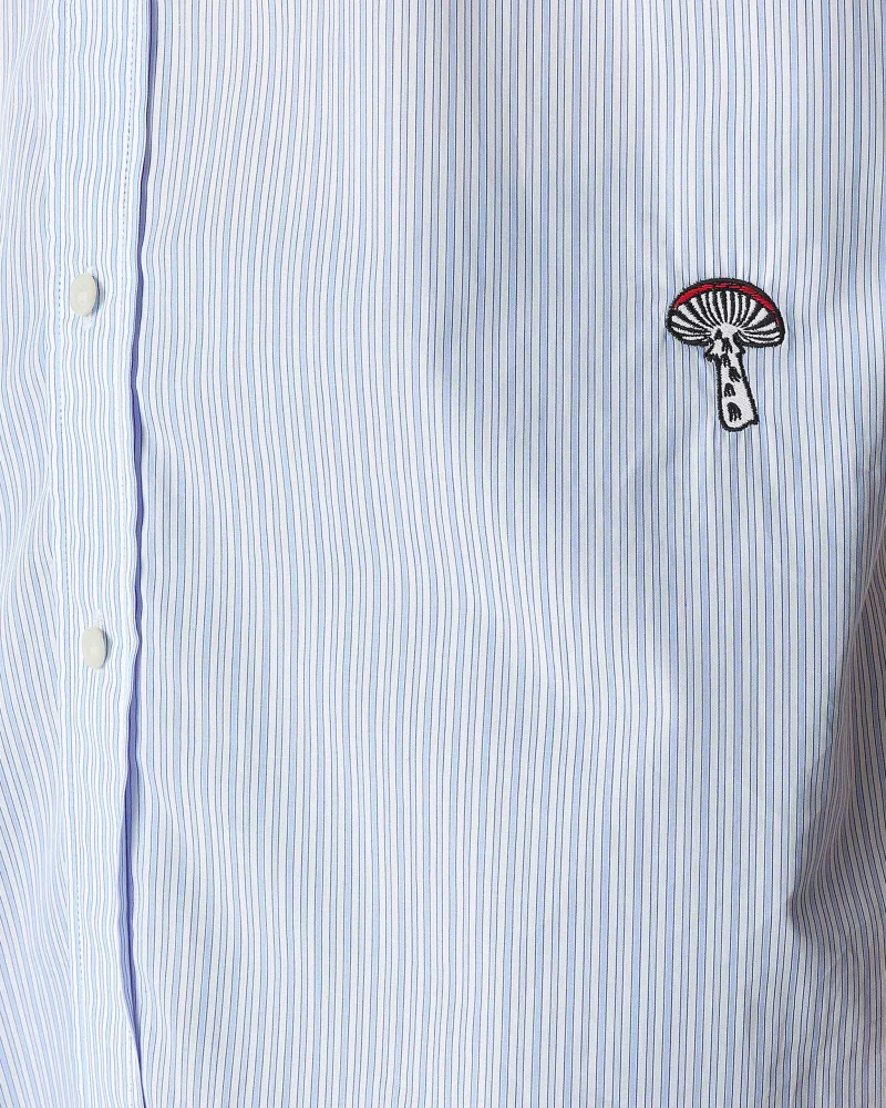 Striped Cotton Poplin Shirt in Blue — снимка 2