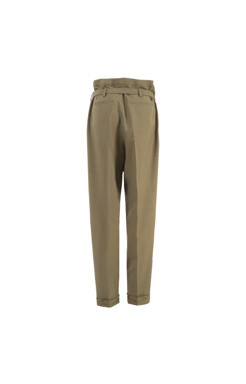 Paperbag Pants in Wool Gabardine — снимка 2