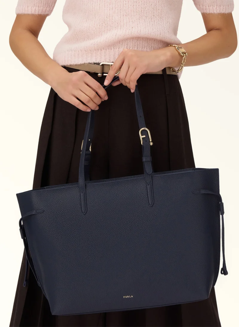 Кожена 'Tote' чанта Furla Ava Ink Blue Ink Blue L — снимка 5