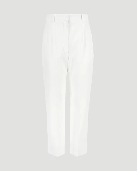Leaf Crepe Cigarette Trousers in Light Ivory