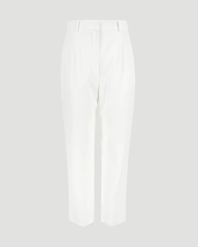 Leaf Crepe Cigarette Trousers in Light Ivory