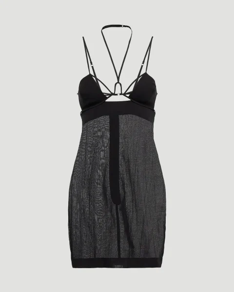 Cutout Halterneck Cotton Minidress