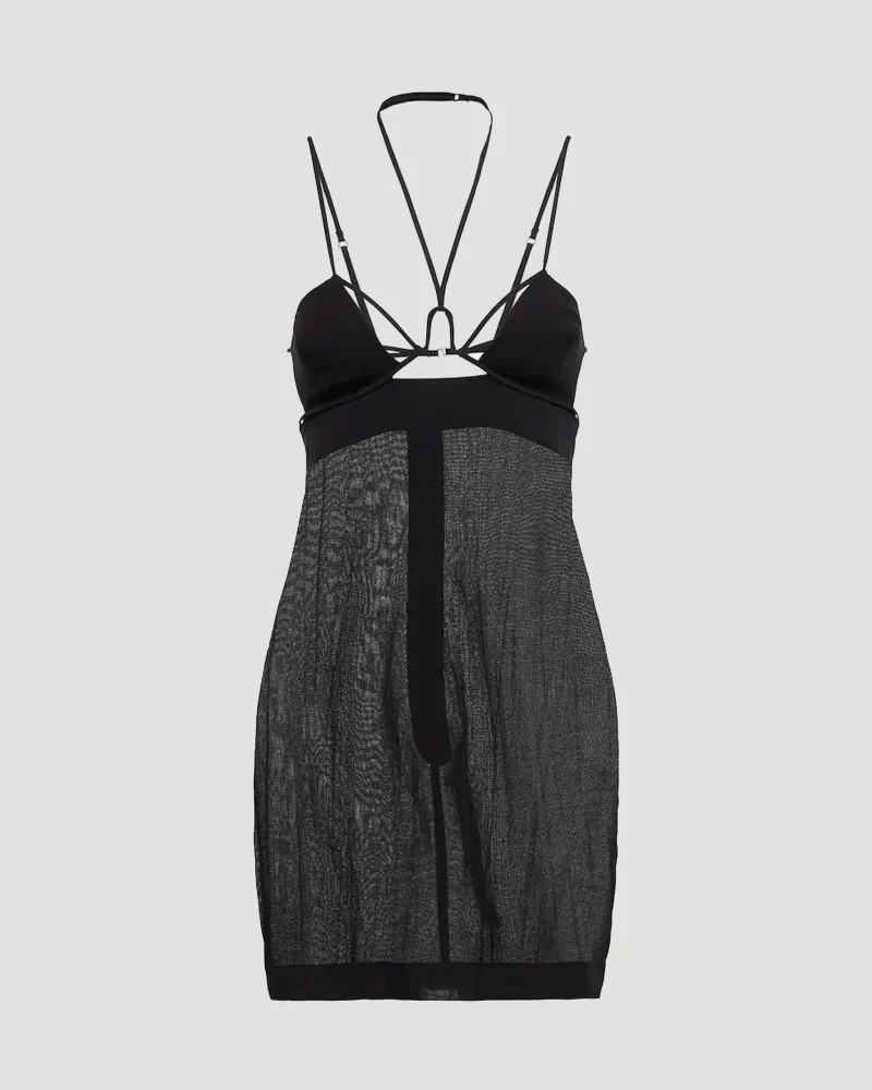 Cutout Halterneck Cotton Minidress