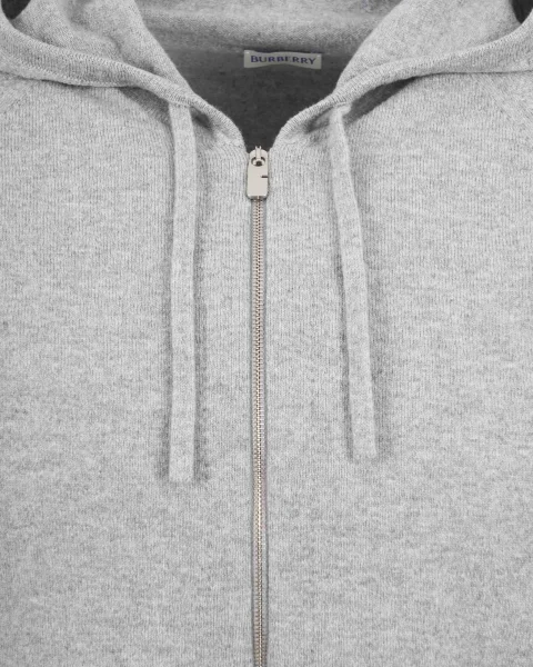 Regular Fit Cashmere Blend Zip Hoodie in Grey — снимка 3