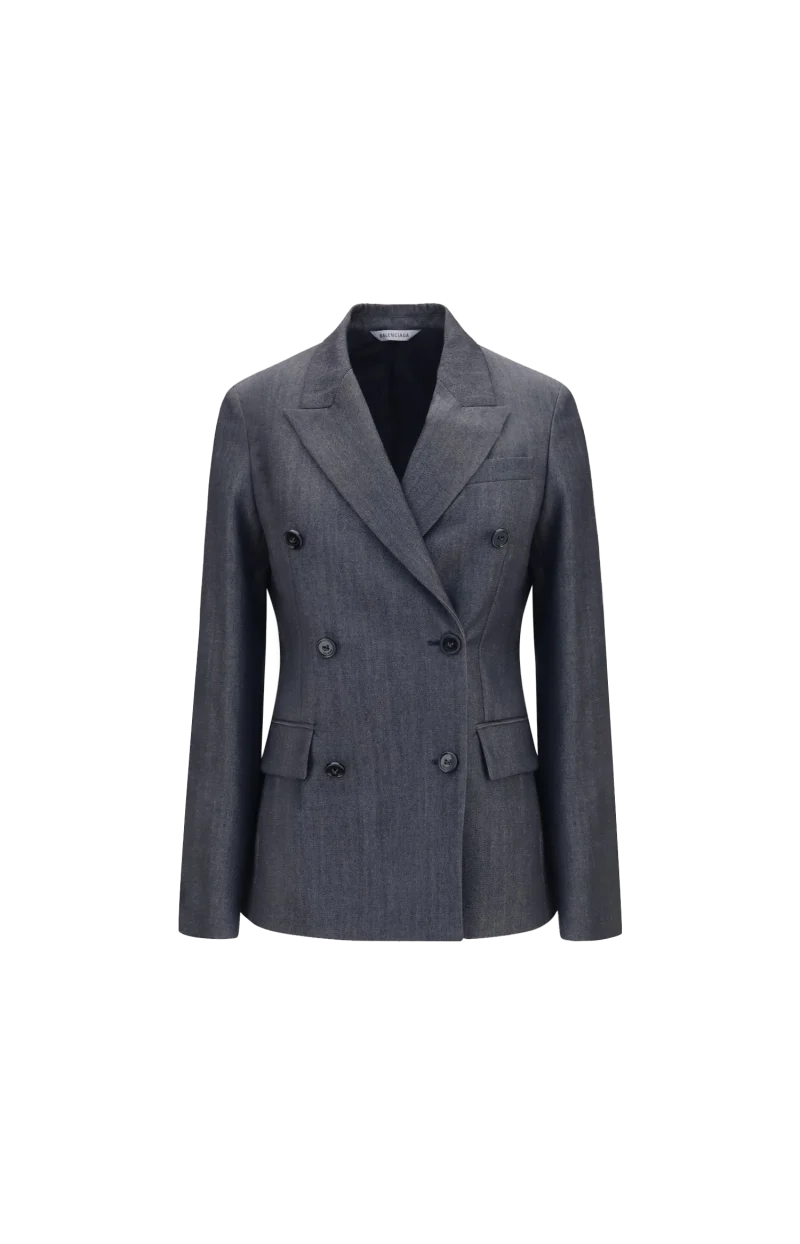 Double-Breasted Tailored Jacket in Dark Navy