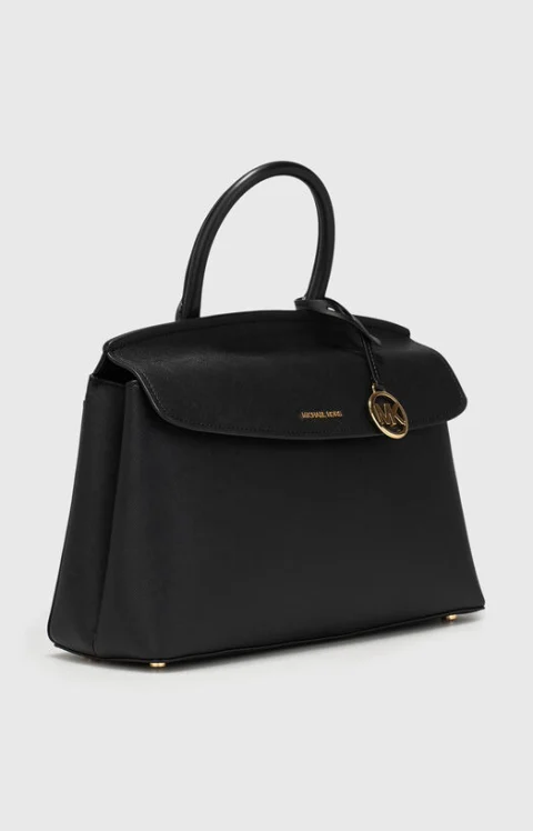 Черна чанта MD TH SATCHEL от естествена кожа — снимка 3