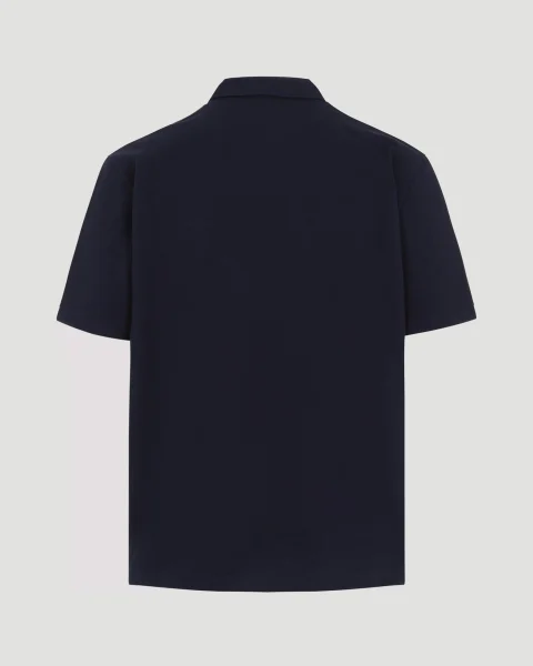 Cotton Polo Shirt in Navy — снимка 4